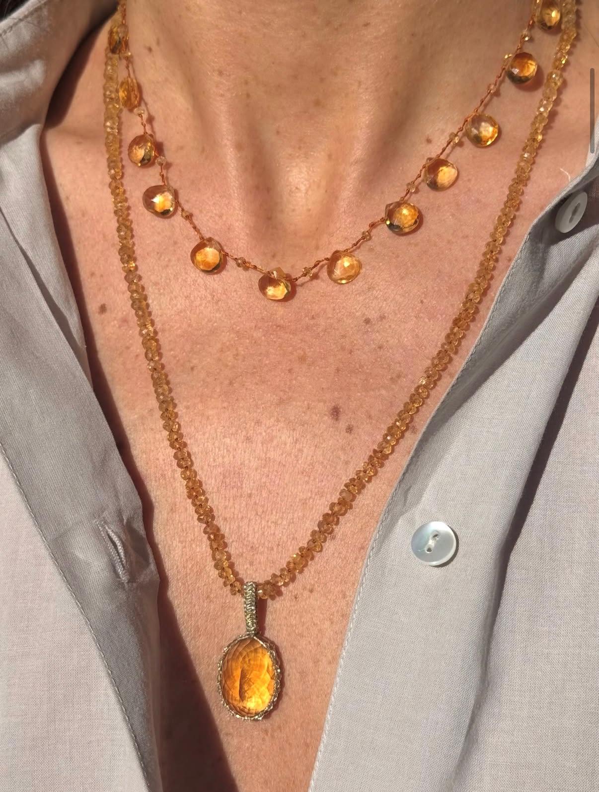 Collana lunga quarzo citrino